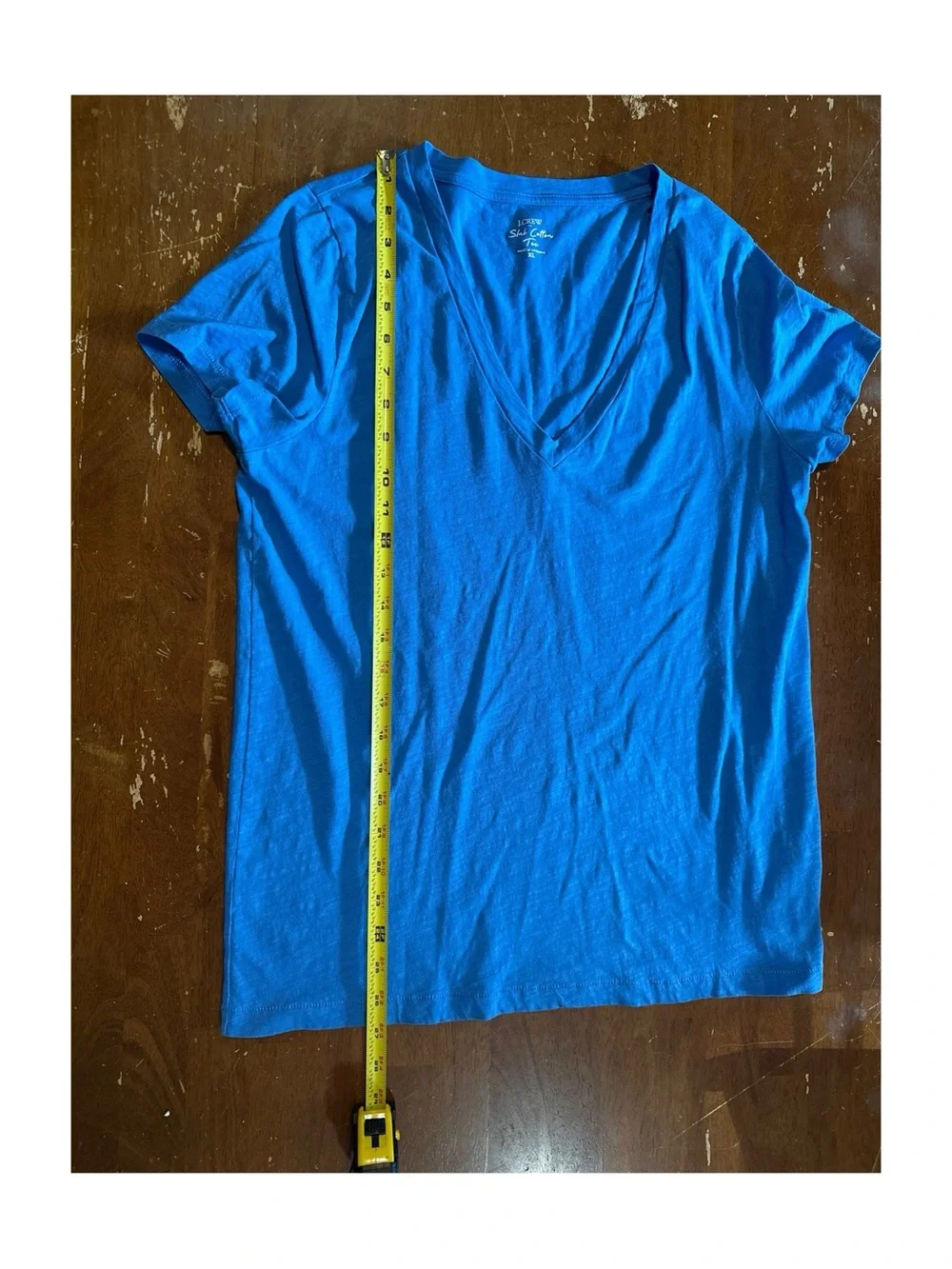 J. Crew Women’s Slub Cotton V-Neck Short Sleeve Tee in Blue Size XL